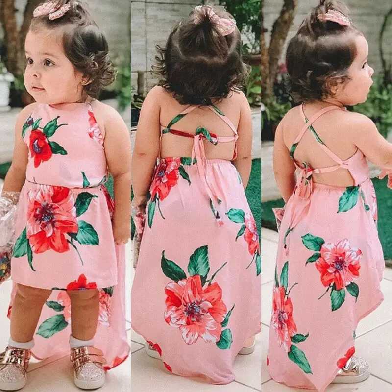 2023 British Fashion Summer Preschool Children Baby Girls Sleeveless Clothes Backless Pageant Dress Casual Sundress W250326