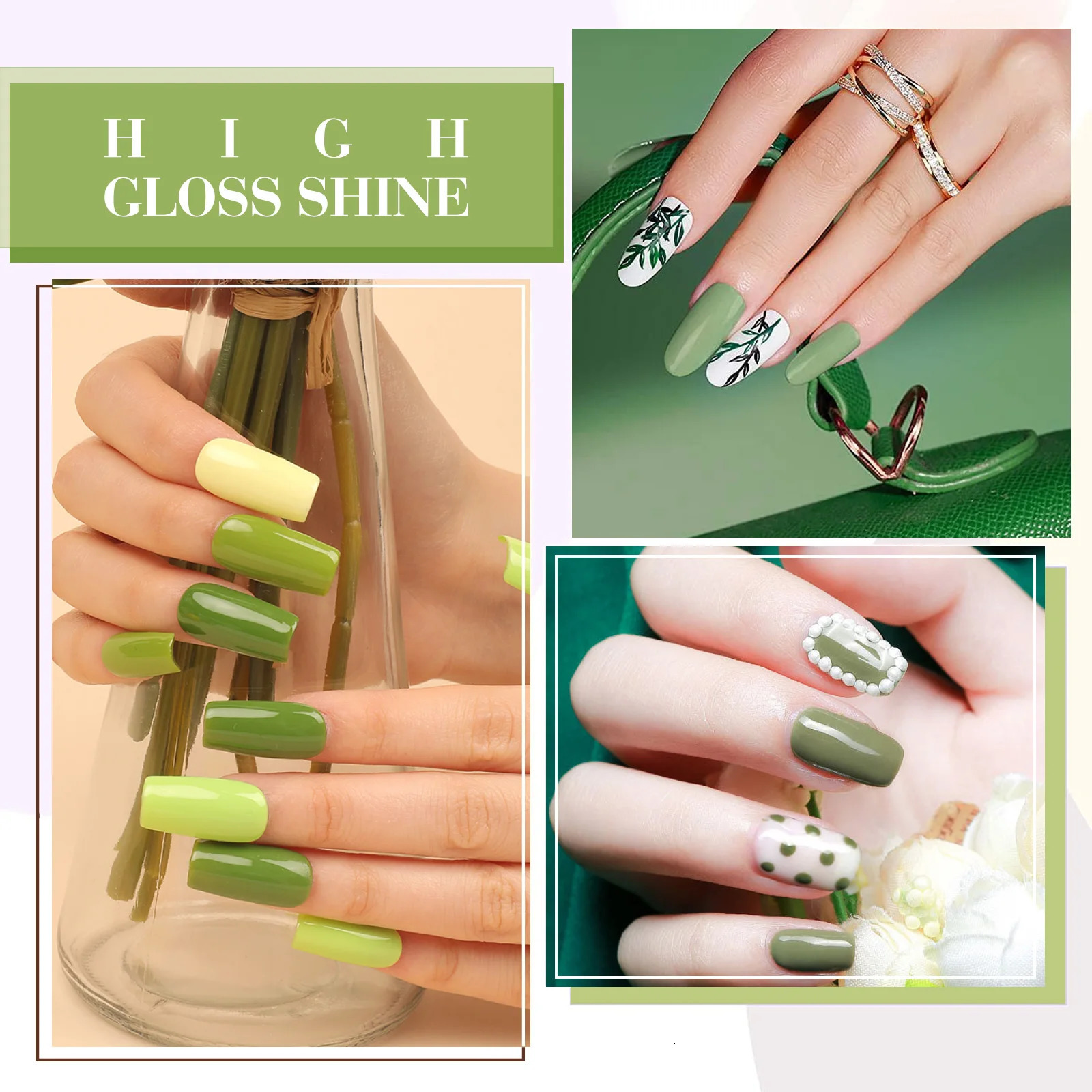 CANNI 6pcs/Lot 9ml oil-free green nail gel UV LED color durable forest fern fusion kit nail gel set-2314 250321