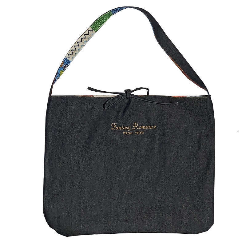 Du Home Non fading Spring/Summer Ethnic Style Patchwork Single Shoulder Large Capacity Crossbody Denim Double sided Bag