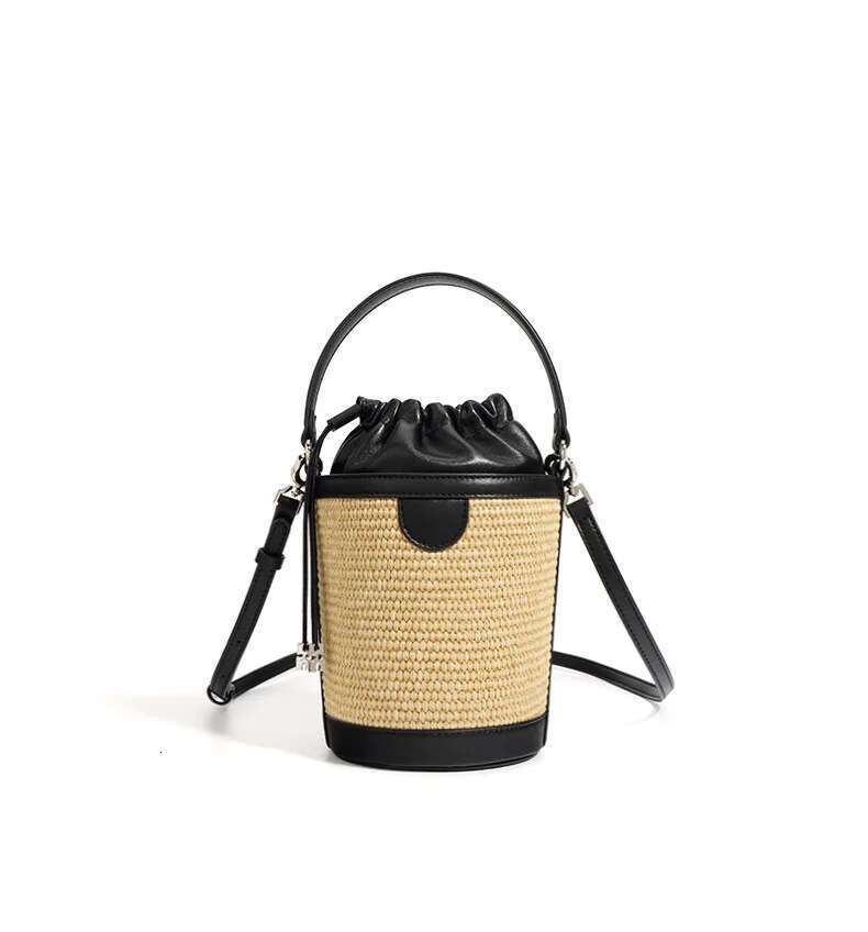 Women's Bags New Women Bucket Handbag Lady Sheepskin Canvas Straw plaited Crossbody Shoulder Bag Female Niche Ins Mini Messenger