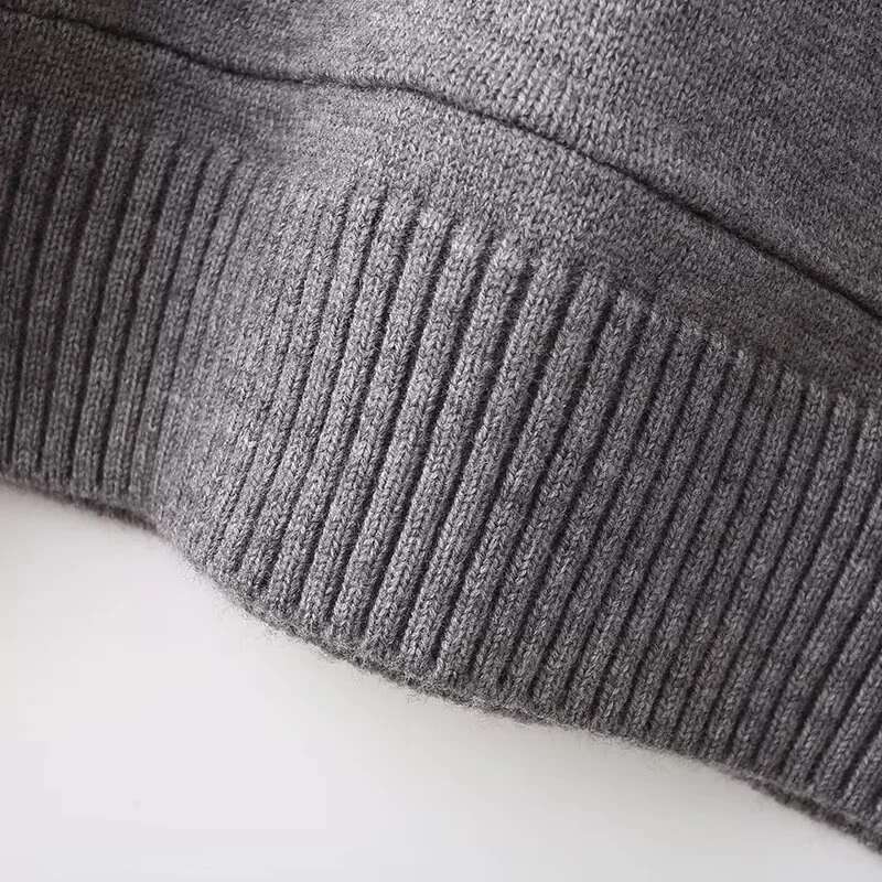 New Launch Women's Dark Ggay Knit Hoodie Unisex Style Winter Thick Pocket Tops Oversize Sweatshirts