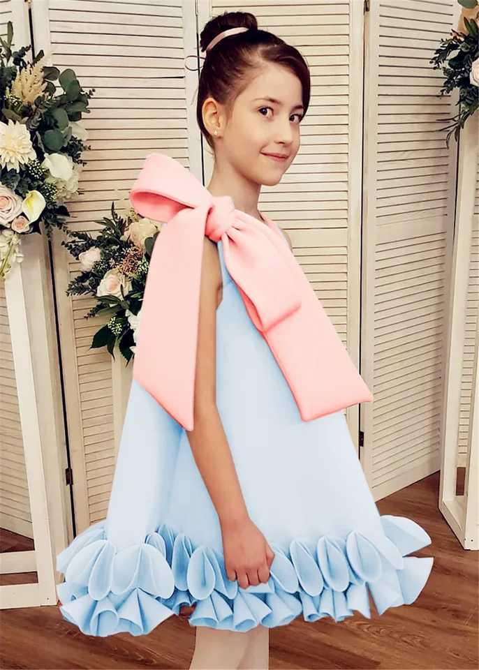 Cute Baby Yellow Flower Girl Dress Peach Dress Sleeveless Suitable for Wedding Children Birthday Gift First Communion Dress W250326