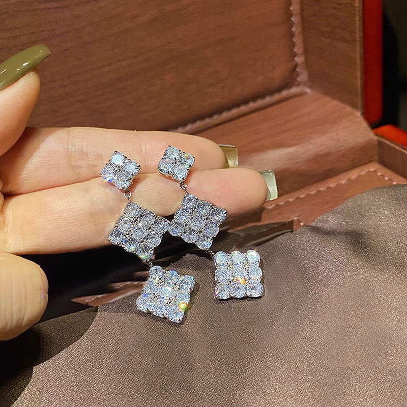 Choucong Brand Sparkling Dangle Earrings Luxury Jewelry 925 Sterling Silver Round Cut White Topaz CZ Diamond Elegant Party Women Long Drop Earring Gif
