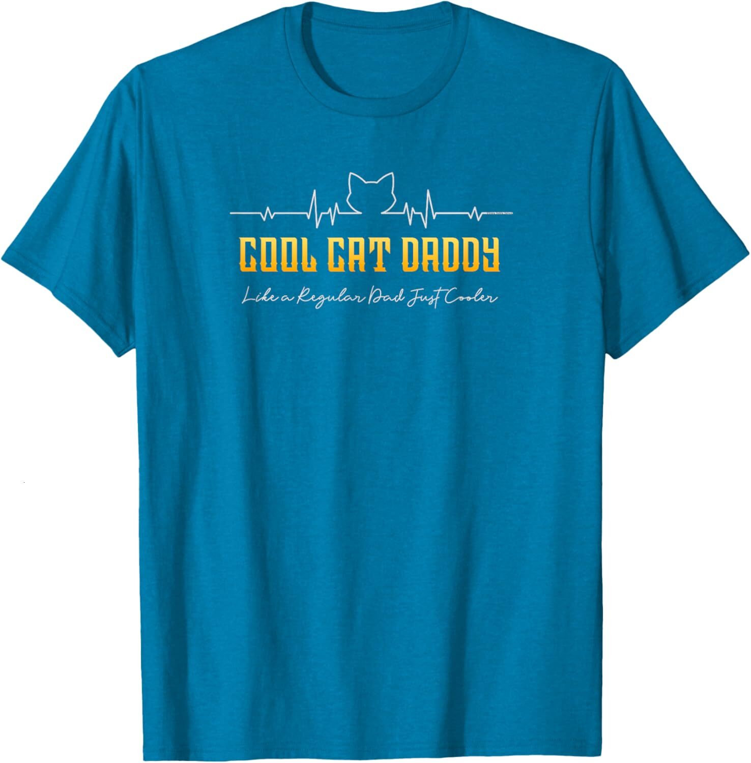T shirt for Mens Cool Cat Daddy Heartbeat Cat Lovers - Cat Daddy Graphic Tee Casual Tops Clothes Short sleeve cool