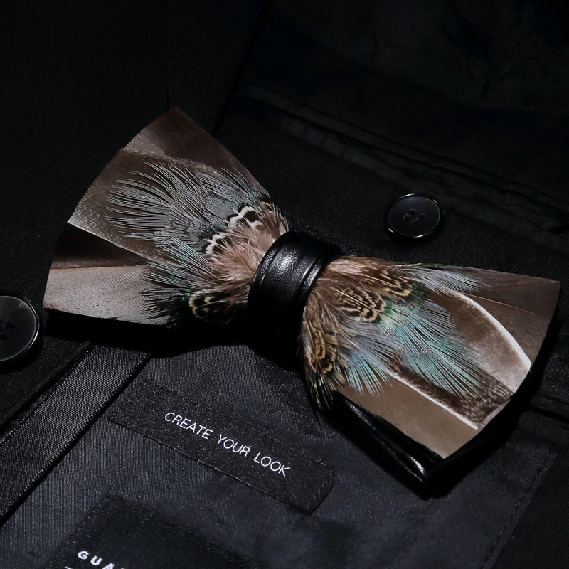 JEMYGINS Original Italy Delicate Fashion Feather Exquisite Hand Made Bowtie Gift Box Set Groom Wedding Party Men Bow Tie 250319