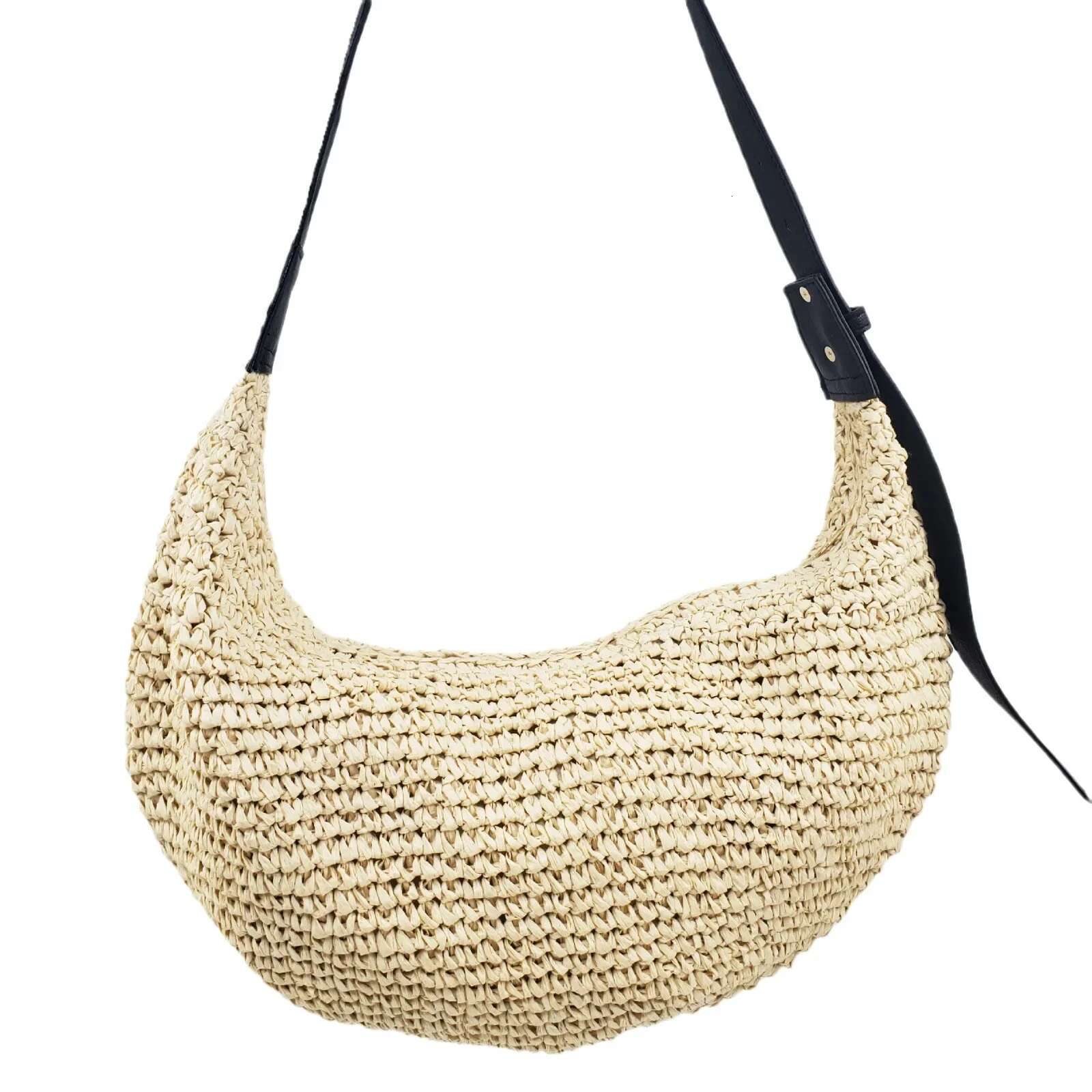 Grass Woven Shoulder With Contrasting Colors Casual And Simple Crossbody Bag Large Capacity Underarm Handbag For Commuting