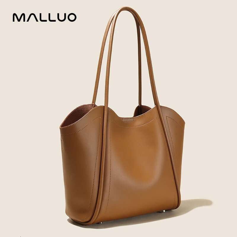 Women's Genuine Leather Bags Elegant Shoulder Tote Bag Fashion Commuter Soft Cowhide Handbag Large Capacity Practical Handbags