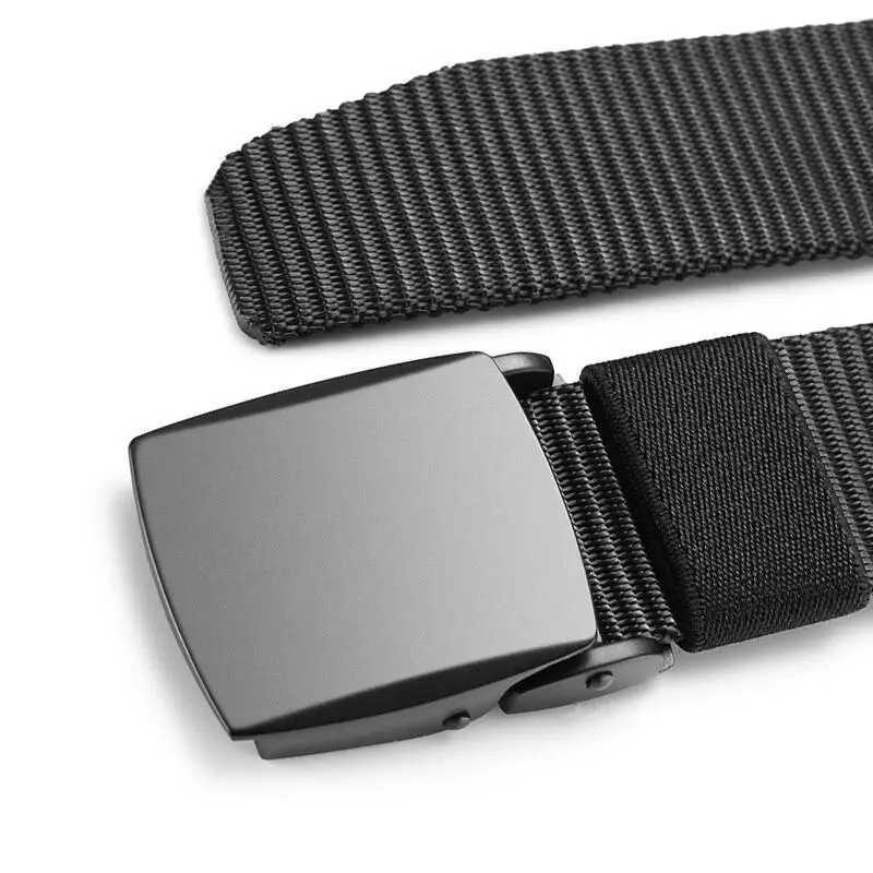 2022 new canvas mens belt fashion black nylon outdoor metal automatic buckle leisure fully matched luxury belt mens wholesale W250326