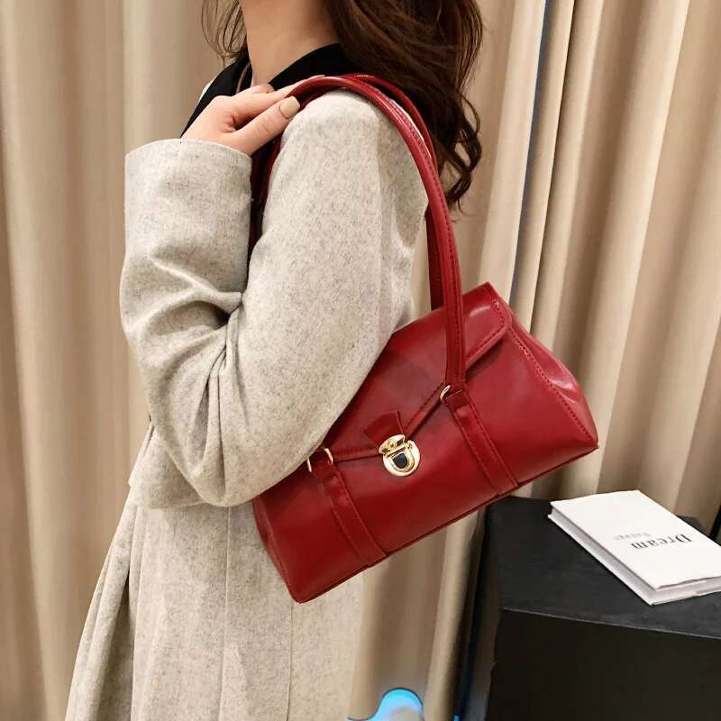 Solid Handbag For Women High Quality Leather Tote Bags 2023 Vintage Trend Shoulder Women's Underarm Bag