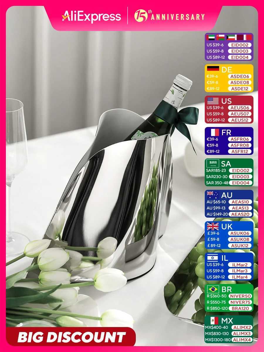 Nordic luxury stainless steel ice bucket designer vase high-end champagne bucket bar home decoration restaurant party X250326