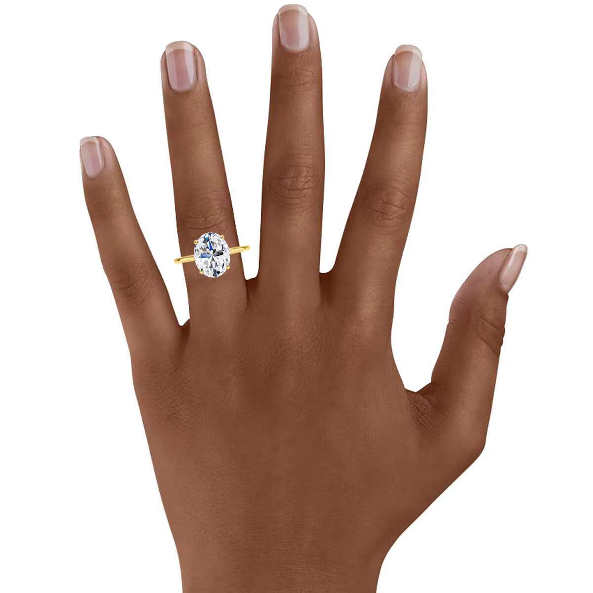 Fine Jewelry Supplier Woman Engagement Wedding Gift Hollow Real 14K Gold 2ct 3ct Diamond Oval Moissanite Rings