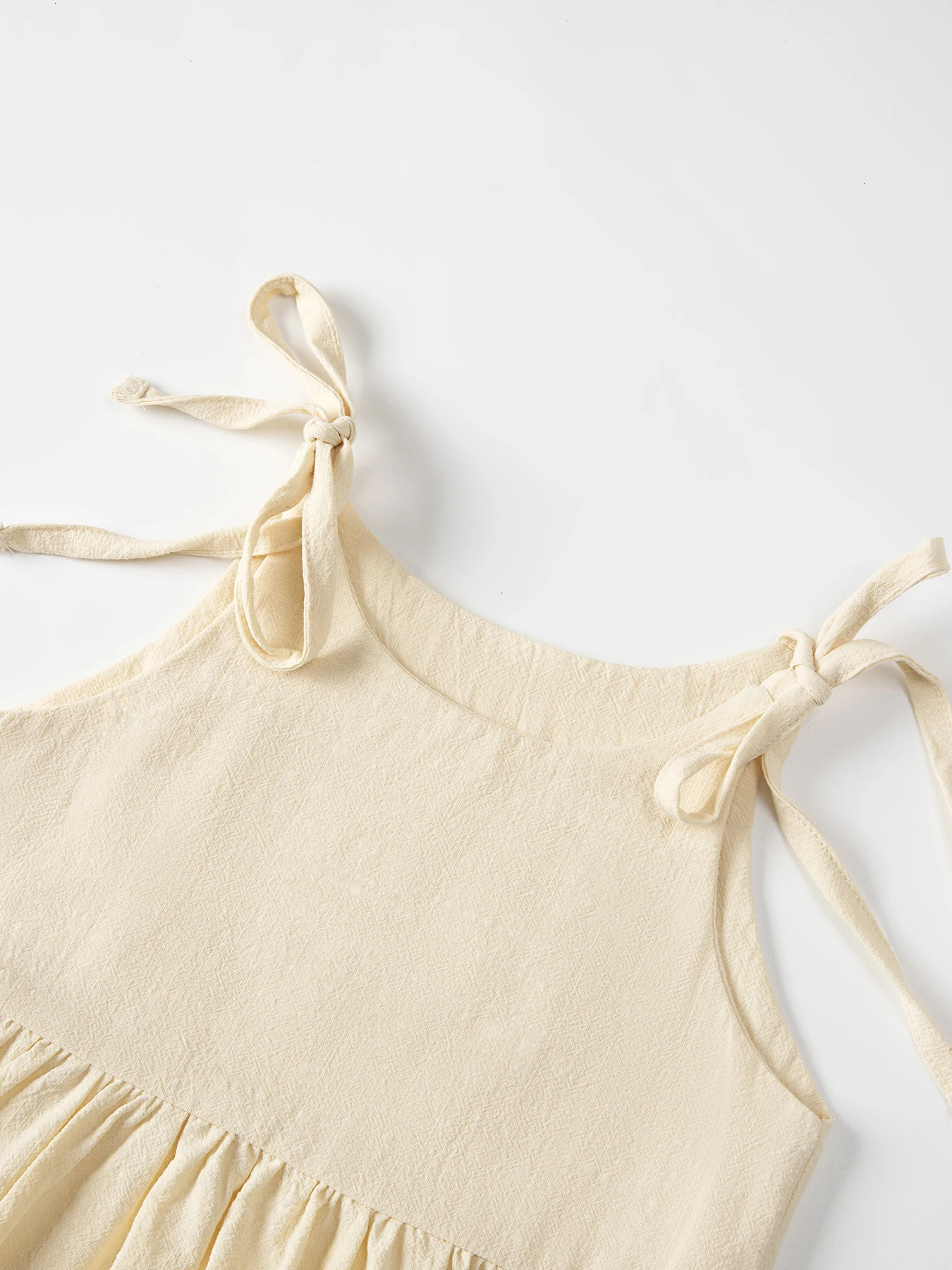s spring summer fall fashion solid color linen big pocket lace-up slip dress baby girl dress s 250326