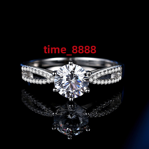 Trendy Crossover Finger Rings Jewelry Women Prong Setting White Gold Plated 925 Sterling Silver Engagement Moissanite Rings