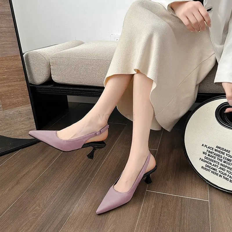 Pumps Sexy High H 2024 Summer Trend Wens Shoe Kitten H Pointed Toe Sandals Fashion Back Buckle Ladies Stilettos Par Z250326