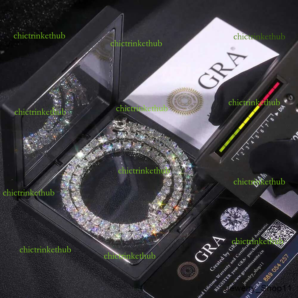 bracelet necklace Hip-Hop tennis Sterg Sier VVS Moissanite dia cluster iced out cuban chain for men women