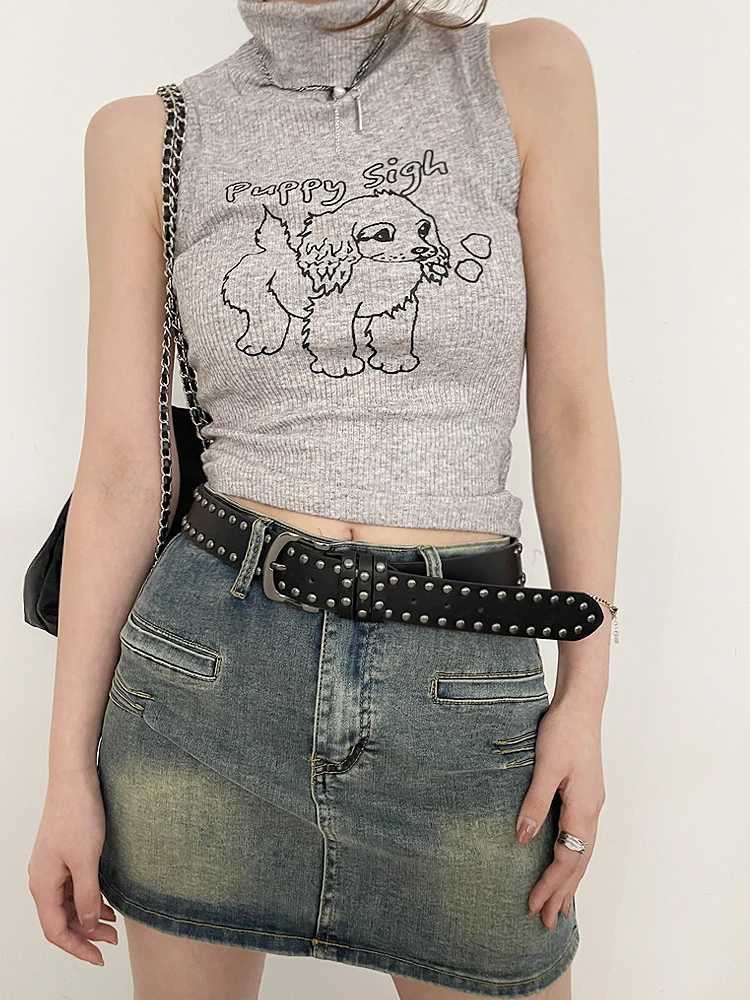 2024 New Womens Jeans Series in Womens Belt Fashion Personalized Rivet Belt High end Black Fashion W250326