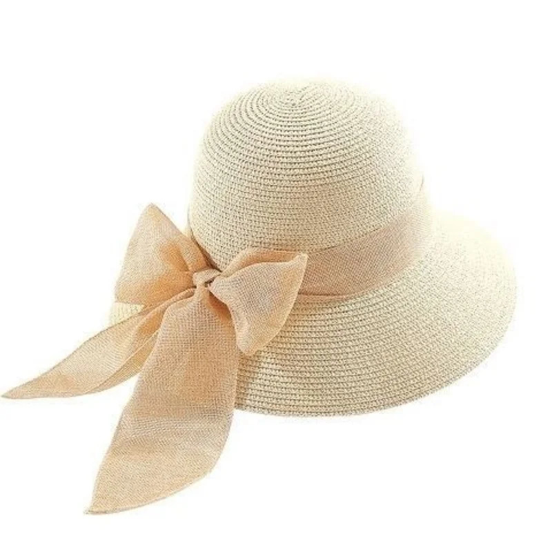 Fashion Flat Bowknot Panama Lady Hat Summer Hats For Women Sun Hat Beach Ladies Sun Hats For Women Straw Hat 250326
