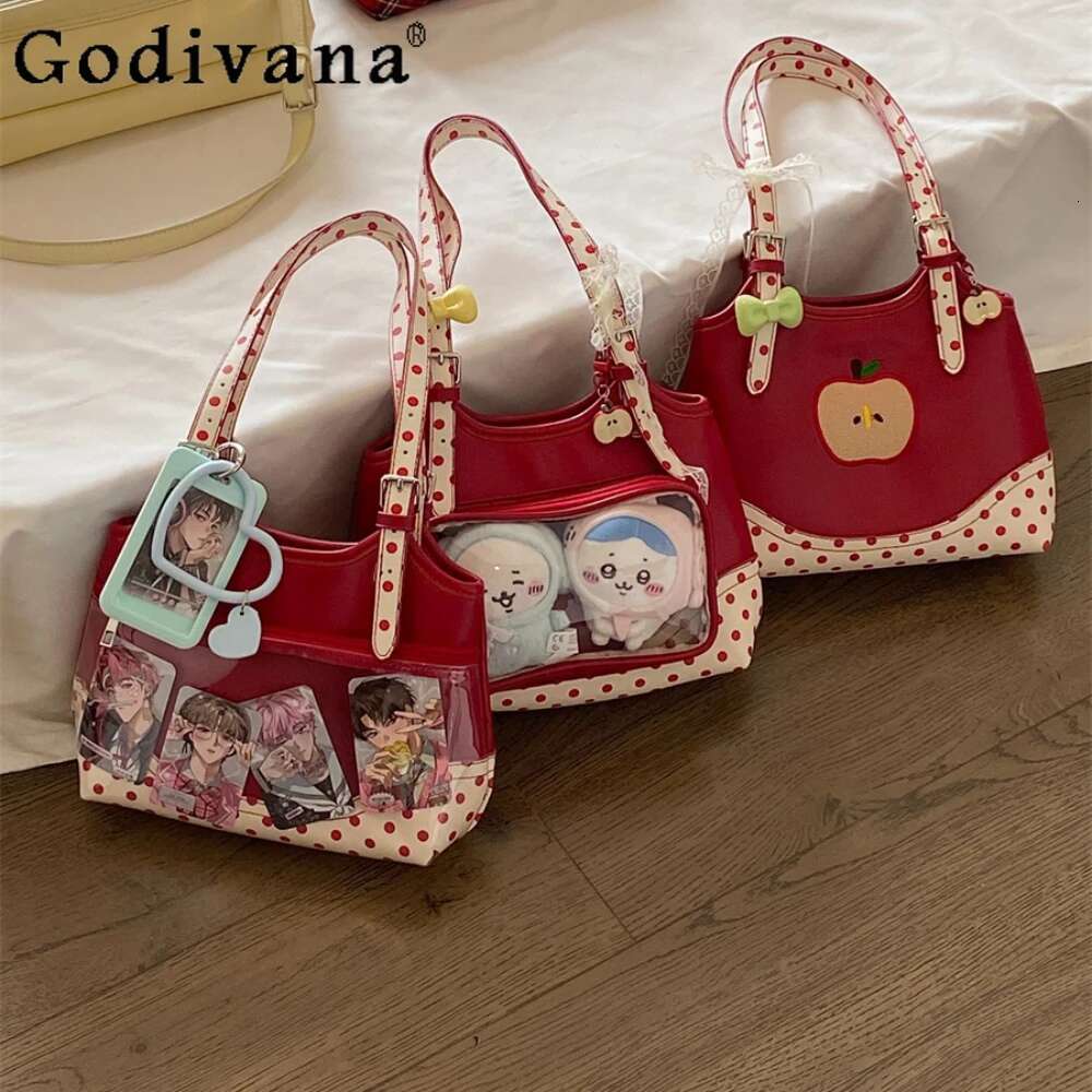 Christmas Red Double Side Back Transparent Itabag Cute Small Capacity Sweet Casual Shoulder Bag Bolso Handbags