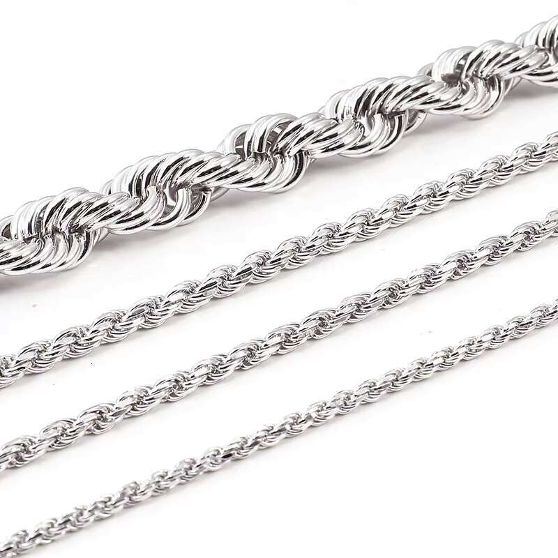 Wholesale Fine Real 925 Sterling Silver 3mm 4mm 5mm 12mm Chunky Hip Hop Jewelry Italy Twist Rope Chain Necklace Men Women