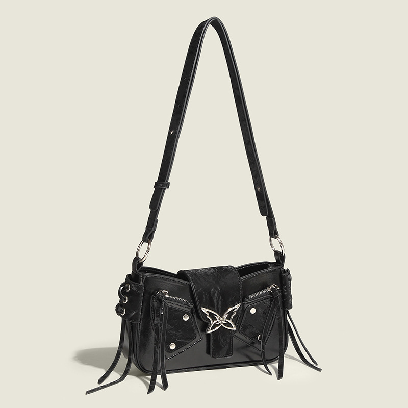Motorcycle Bow Bag Women 2024 New Fashion Small Square Bag Sweet Cool Spice Girl Style Shoulder Crossbody Bag