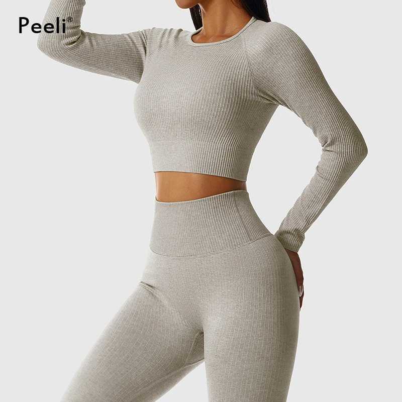 2/3 piece set of womens gym clothing seamless yoga set sports bra top high waisted leg fitness sweatshirt sportswear W250326