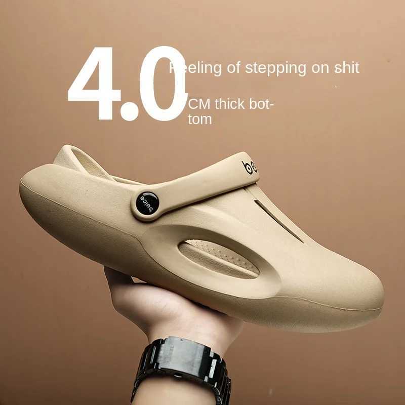 Summer Barefoot Mens Sandals Sports Hole Shoes N-Slip Dual Purpose Treasure Head Operating Room Slippers Thick Bottom Beach ShoesXJ250326