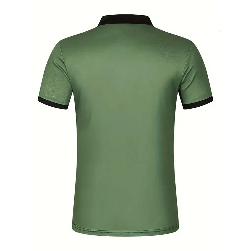 Mens summer slim fit short sleeved sports collar polo shirt mens business casual button 3D digital printing 250326
