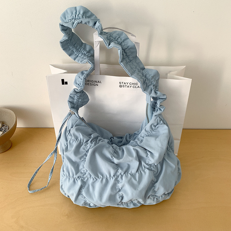 2025 Spring Pleated Puff Cloud Bag Fashion Cross-body Bag Casual Large Capacity Lightweight Nylon Shoulder Bag