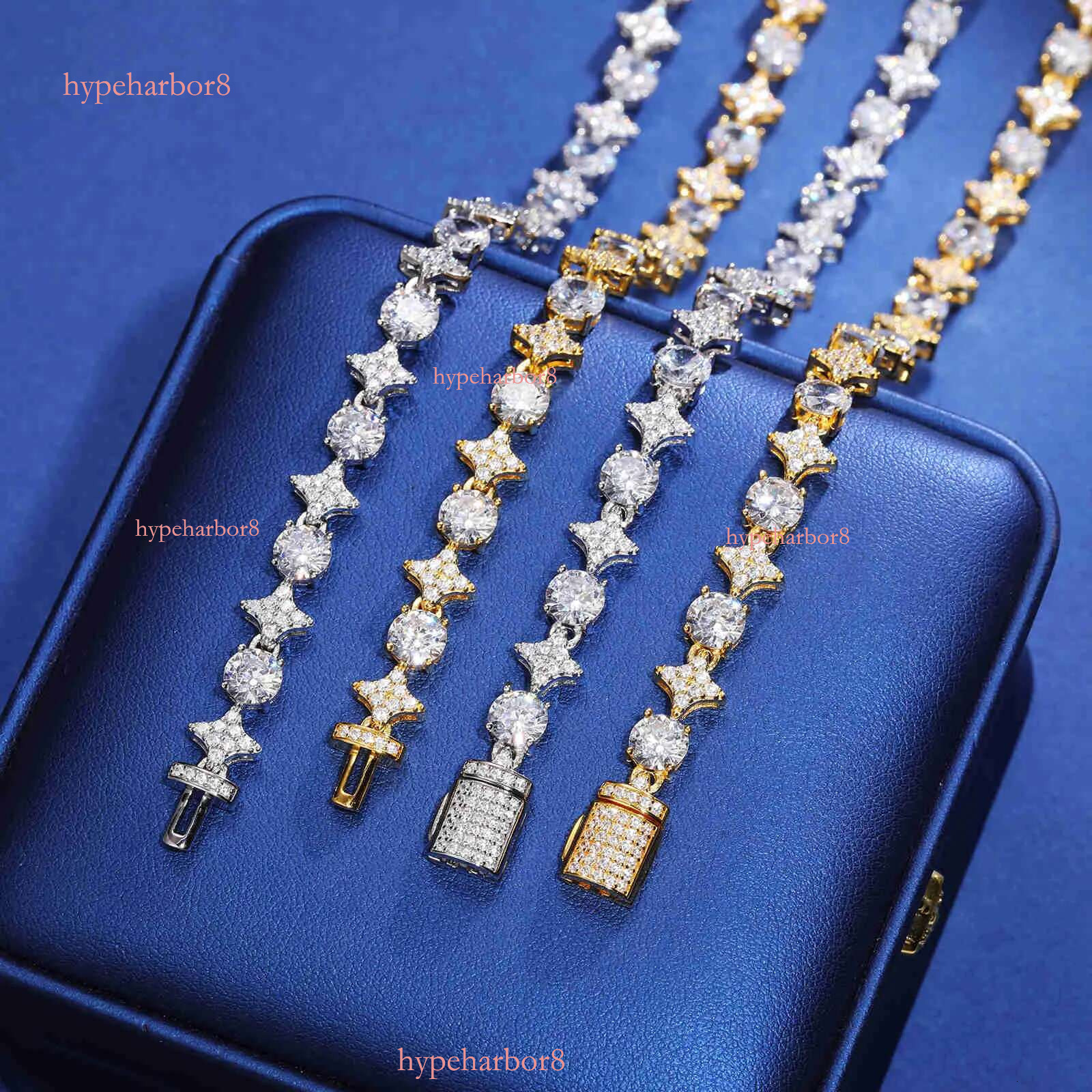 Sterg Sier Star Round Moissanite Tennis Chain Necklace New Design Hip Hop Couple Fine Jewelry Femme For Valentine