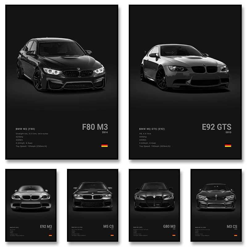 Famous Cars G80 M3 M4 Canvas Wall Art Print Poster E39 M5 M2 Decoration Mural Modern Home Decor Birthday Gift UnframedC250326