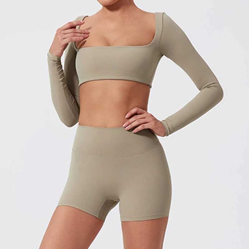 Ctenkevet long sleeved sports and fitness suit womens outdoor running activity suit womens yoga suit crop top womens sportswear W250326