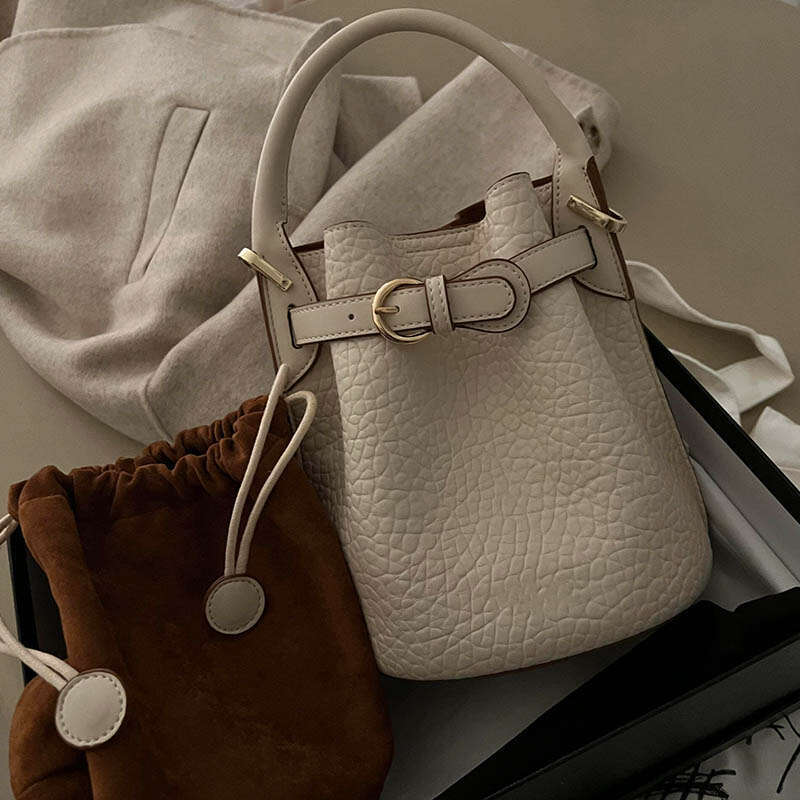 Women's Bags Women's Bags Bucket For Women New Summer High-End Texture Niche French Versatile Lychee Pattern Hand-Held Crossbody Bag