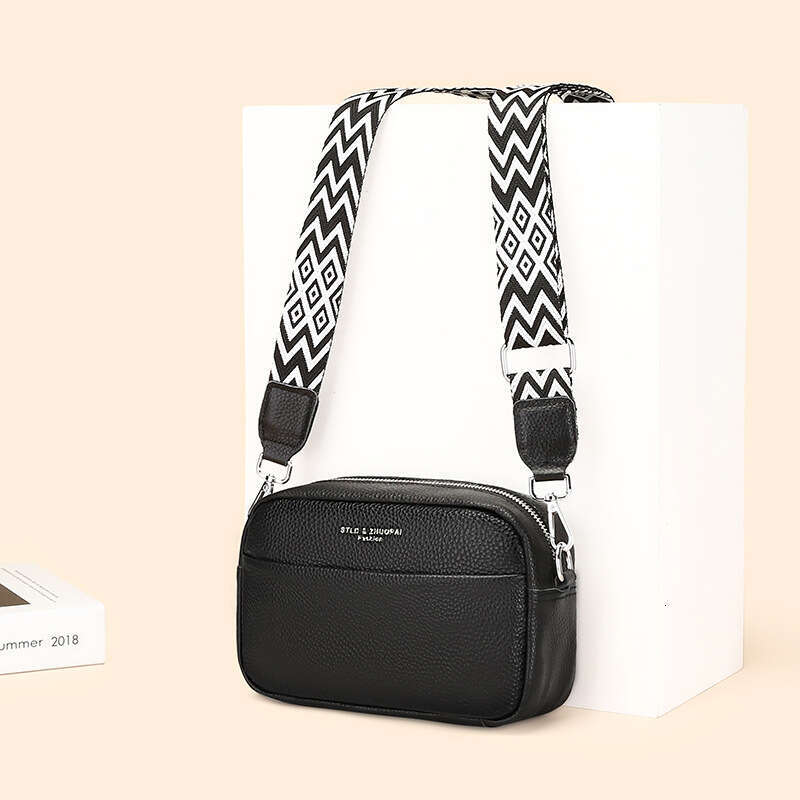 Genuine Leather Women's 2023 New Fashion Simple One Shoulder Crossbody Top Layer Cowhide Small Square Bag