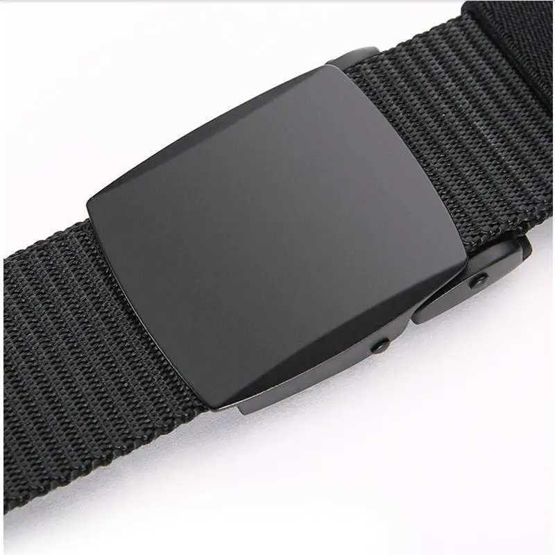 2022 new canvas mens belt fashion black nylon outdoor metal automatic buckle leisure fully matched luxury belt mens wholesale W250326