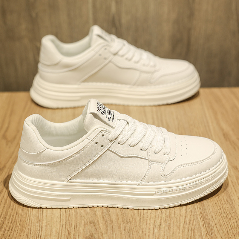 2025S New Trend Designer Men S Spring Versatile Board Men S Waterproof Casual Leather Shoes Sports Height Increase Thick Soled Small White Trendy Shoe