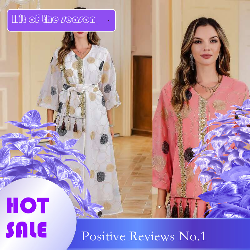 Dongdumaoyi Damesjurk Met Grote Pailletten Midden Oosten Mousse Robe Dames DUBAI Turkse Kleding W