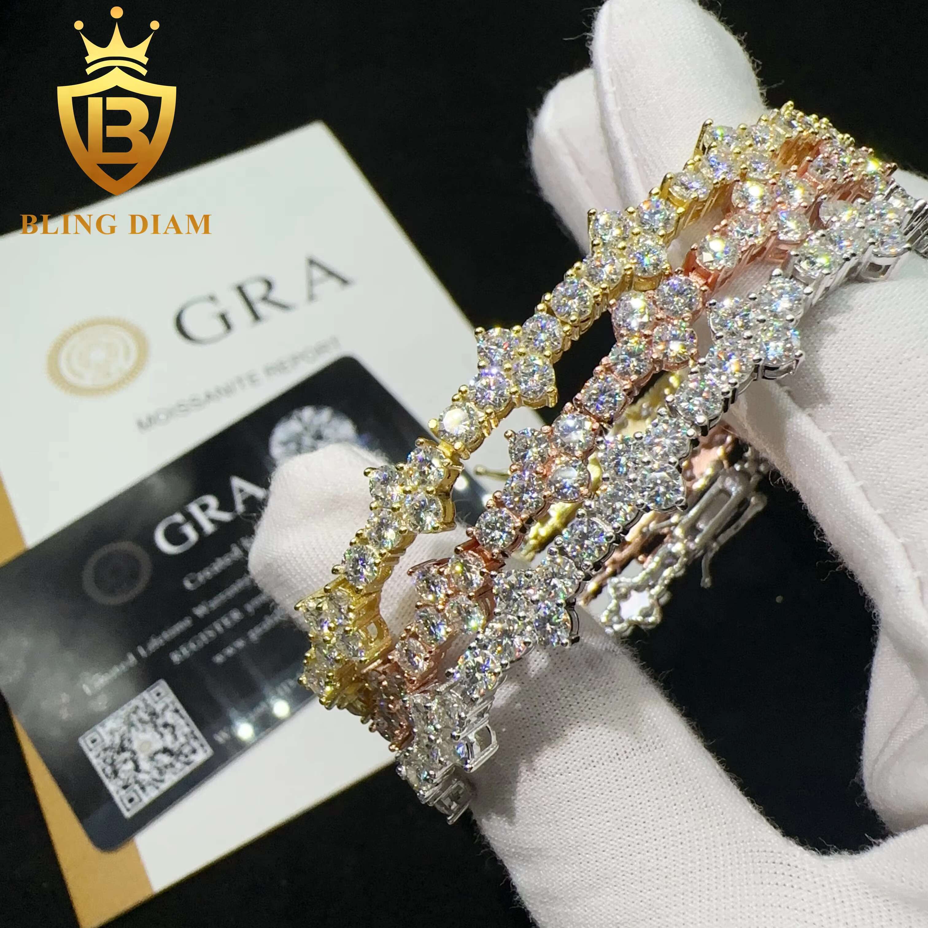 Pass Diamond Tester High Quality Vvs Moissanite Iced Out 925 Sterling Silver Lab Diamond Cross Bracelet