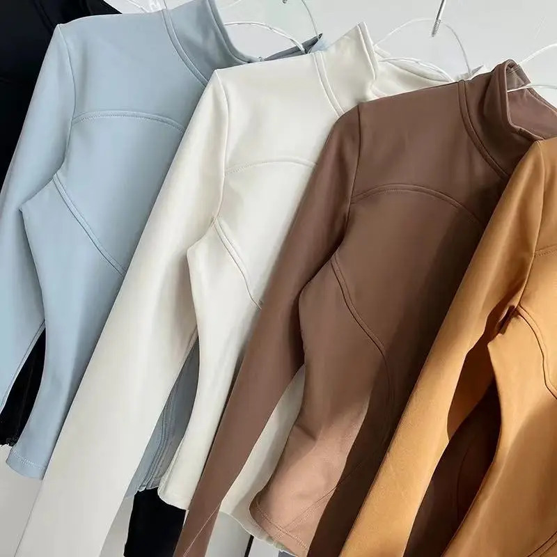 Outdoor Running Yoga Jacket Elasticity Womens Sports Gym Long Sleeve QuickDrying Tights Zipper Hoodie 250326