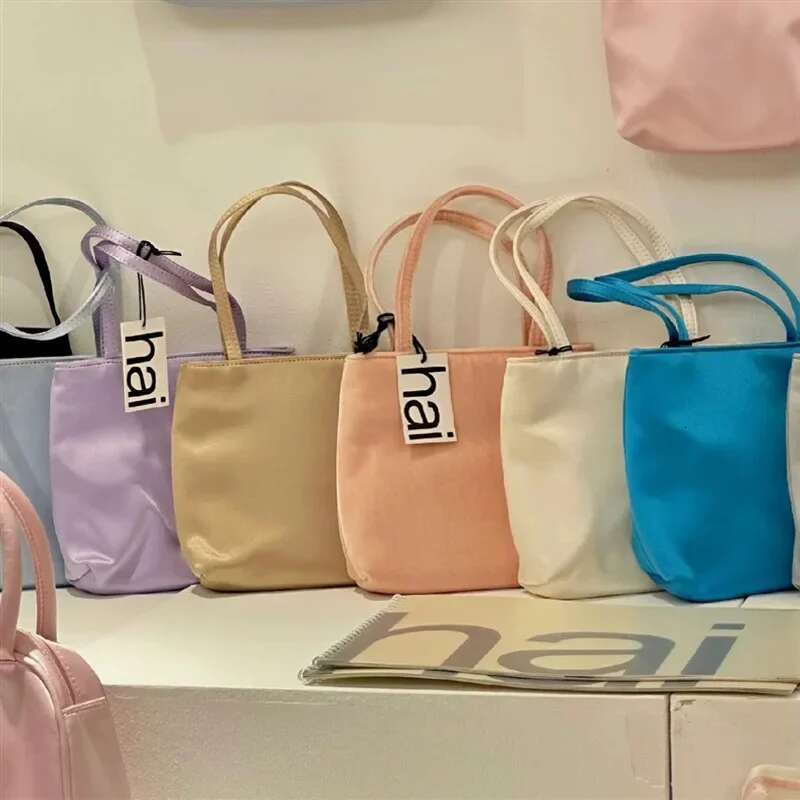 Women's Colorful Silk Satin Veet Ins Fashion Hai Square Handbag Tote Shoulder Bags Crossbody Bag Phone Lipstick Coin Purse