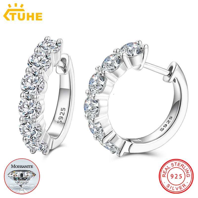 2mm-4mm D Color Moissanite Earrings For Women Sterling Silver 925 Fine Luxury Huggie Ear Clip Unisex Gift