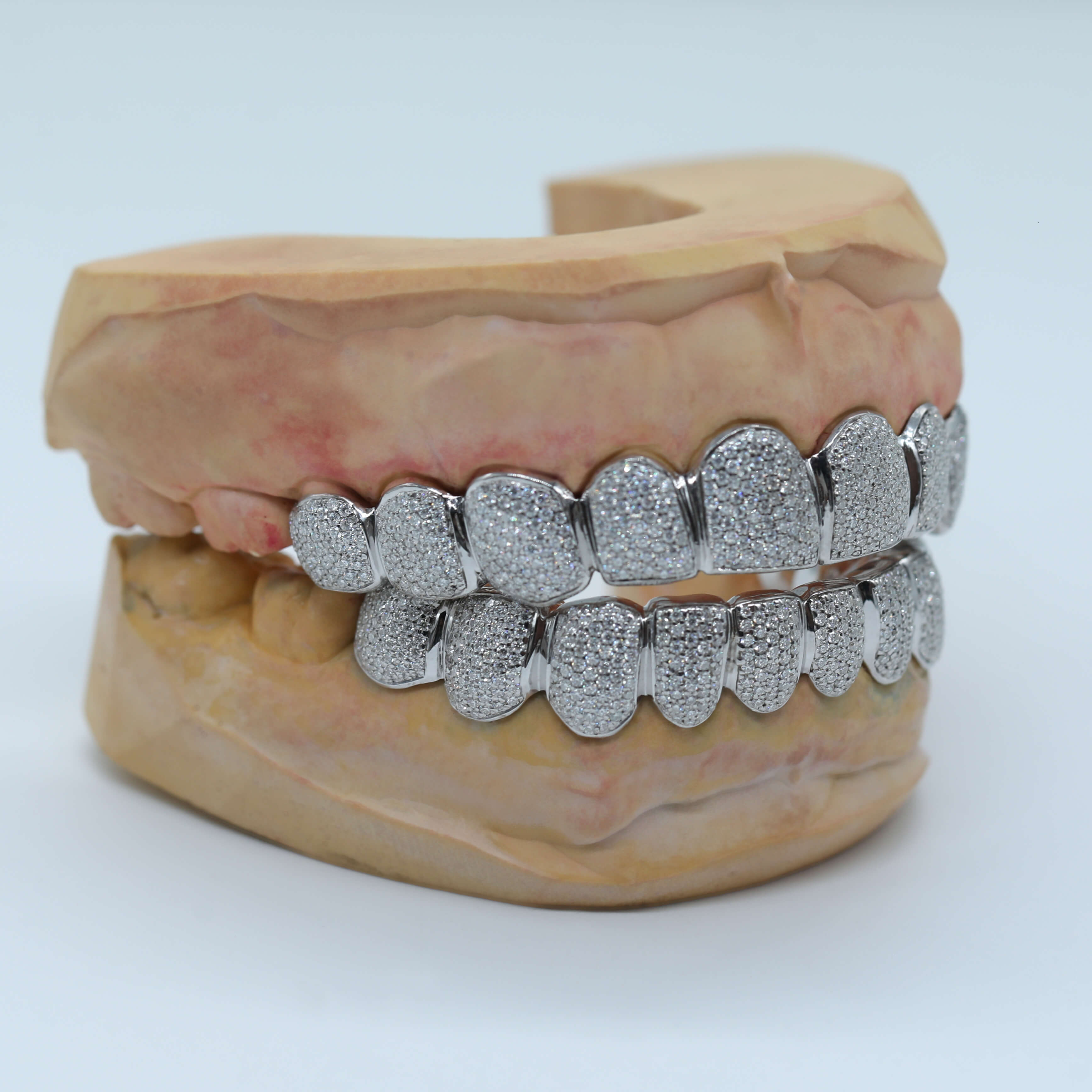 8 Teeth Hip Hop Iced Out Grillz Top Bottom Cubic Zircon Moissanite Diamond Teeth Decoration 925 Silver Dental Jewelry