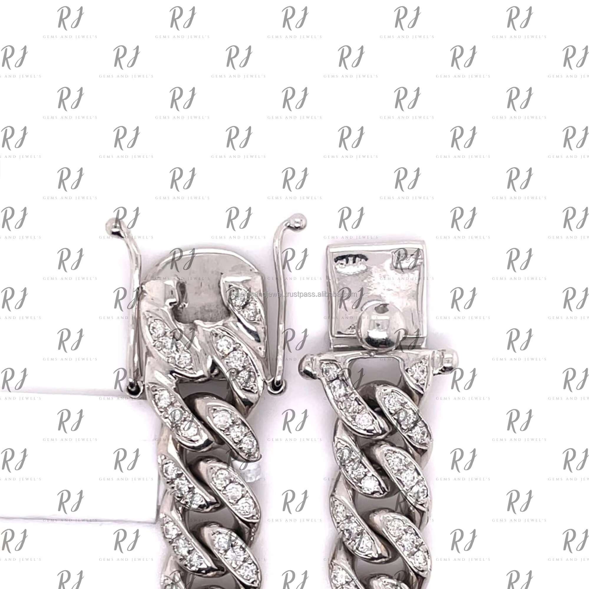 11.5MM Moissanite Cuban Link Chain Bling Rhinestone Silver Hip Hop Chain Necklace for Mens Jewelry