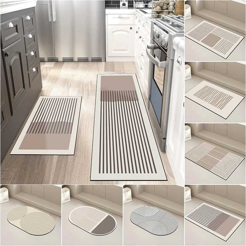 Super absorbent kitchen floor mat long diameter kitchen carpet soft washable carpet anti slip bathroom entrance doorXJ250325