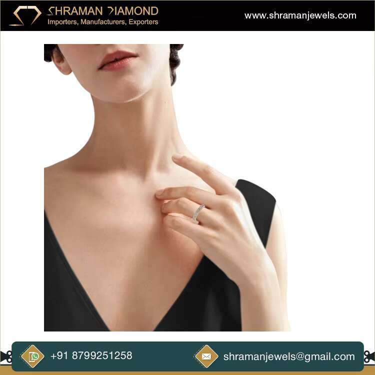 Manufacturer of Top Quality Womens Jewelry 3.12 CTS and 8.96 Grams Full Eternity Round Moissanite Diamond Ring for Wedding Gift