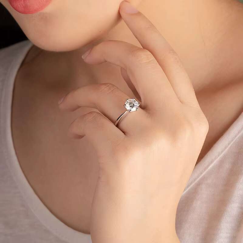 Classic Solid S925 Silver Solitiare VVS 1ct Moissanite Diamond Infinity Ring for Women Wedding Jewelry with Certificate Gra