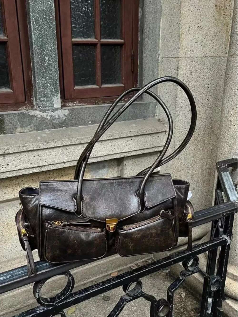 New Moto All-Match Multiple Pockets Handbags Senior Casual Vintage Commuter Shoulder Bag Large Capacity Haruku Single-Shoulder