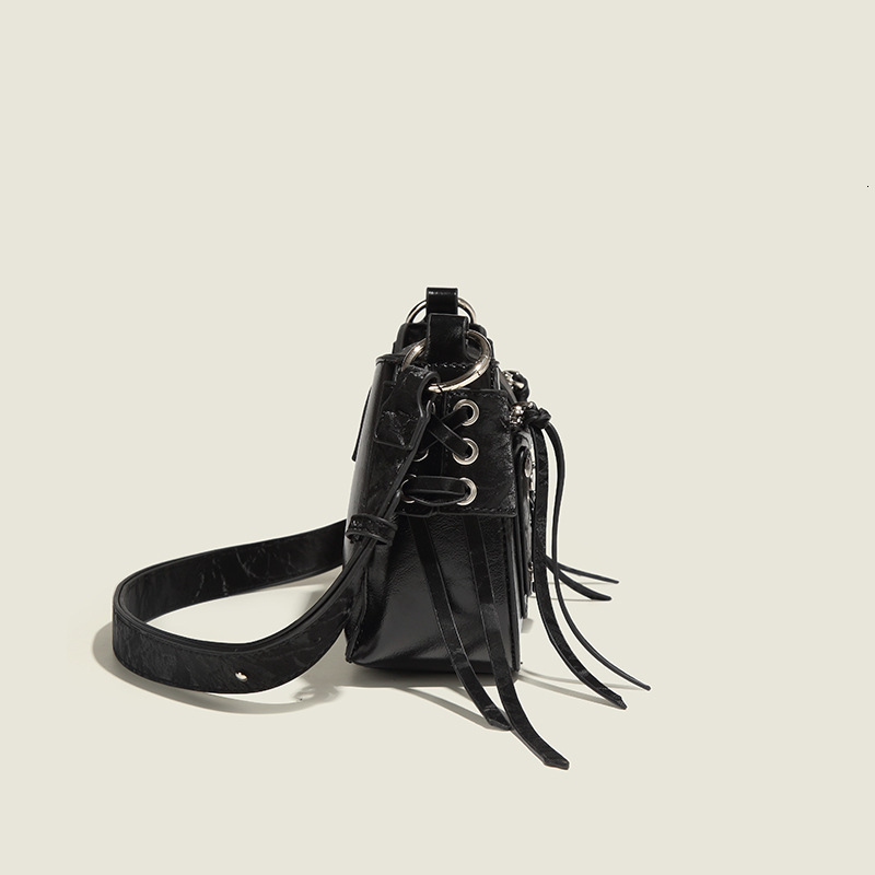 Motorcycle Bow Bag Women 2024 New Fashion Small Square Bag Sweet Cool Spice Girl Style Shoulder Crossbody Bag