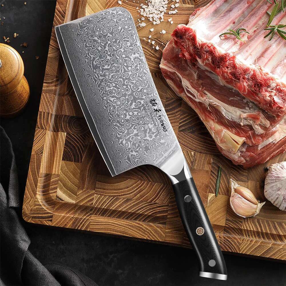TURWHO 6.5" Bone Chopper 67 Layer Japanese Skd11 Damascus Steel Kitchen Cleaver Boning Cutting Meat Knife With G10 Handle
