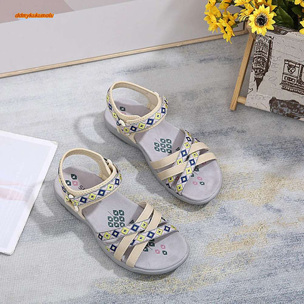 Women Anti-Slip Flat Wear-Resistant Summer Beach Shoes Hook Strap Sandals for Outdoor Sport ddmykukumalu