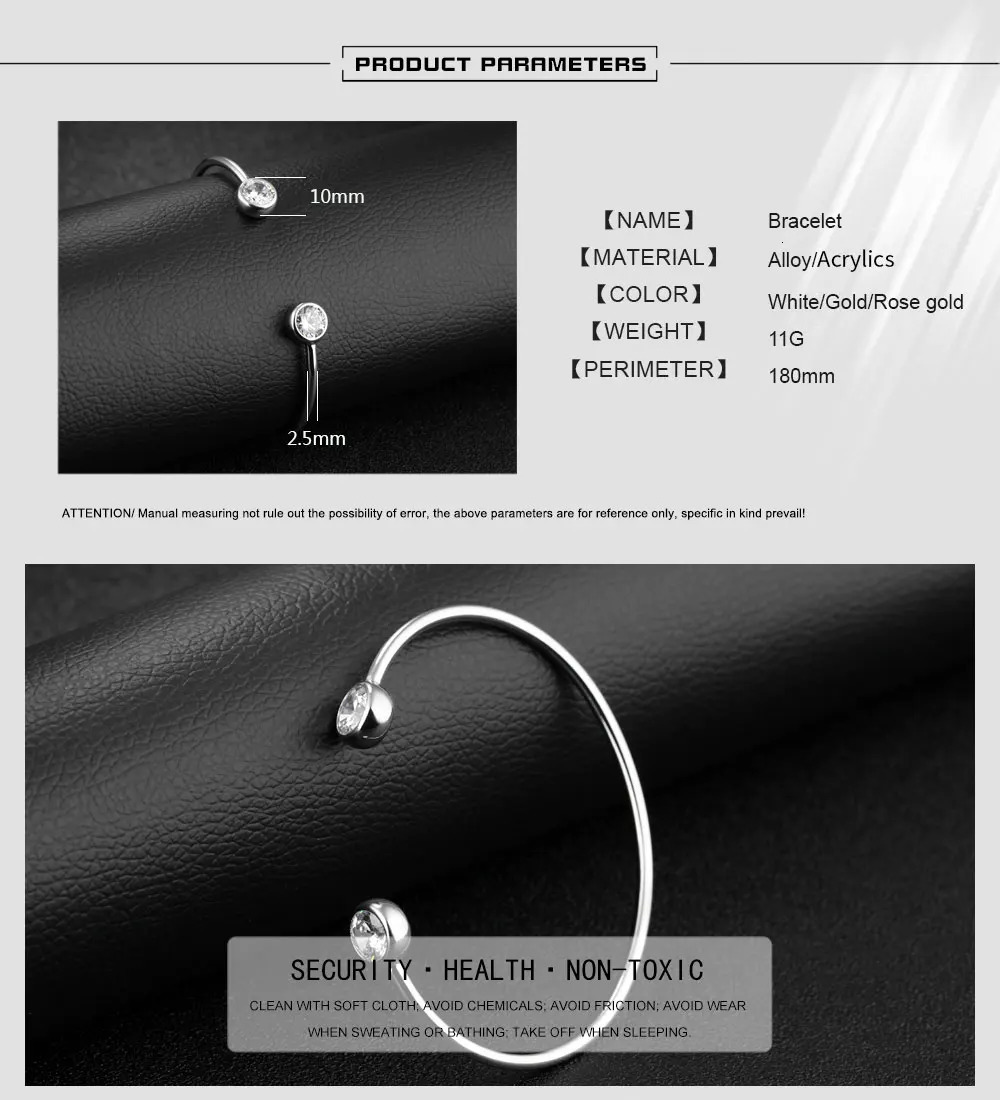 Lokaer Trendy Stainless Steel Open Bangles For Women Girl Gold Plated Bezel Setting Cubic Zirconia Cuff Bracelet B18094 250318